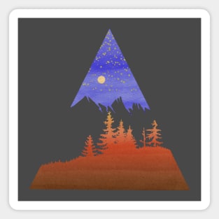 Dramatic mountain and forest scene - Starry Sky Magnet